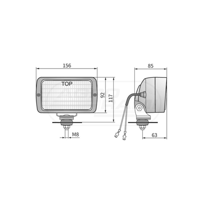 Lampa robocza uchylna 156x92 + przewód 0,15m LPR3.21782 WESEM