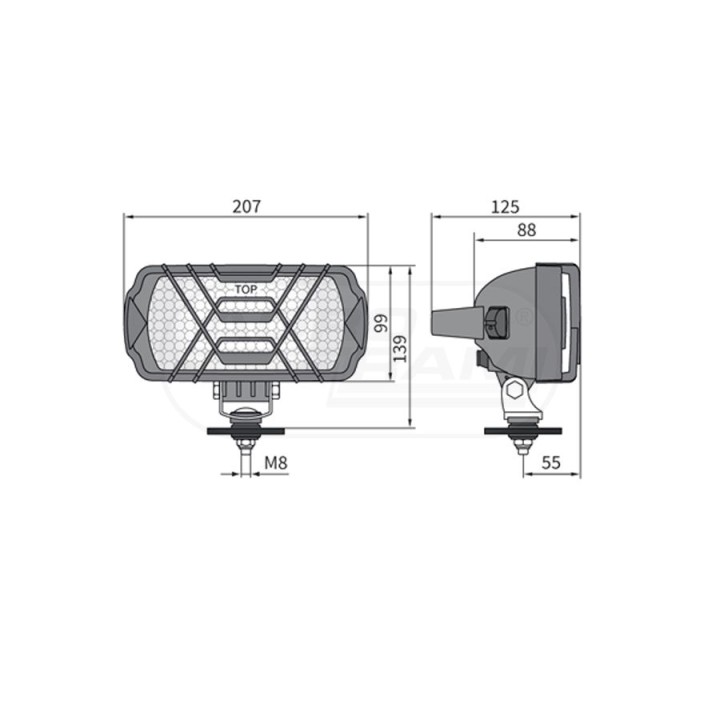 Lampa robocza 195x96x73 z kratką, rączką, wyłącznikiem LPR1A.47000.00 WESEM