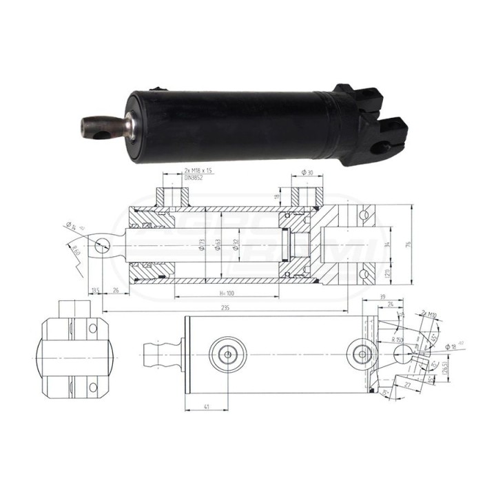 Cylinder CJ-SO6-63/32/102 1876399M91 Skrawmet