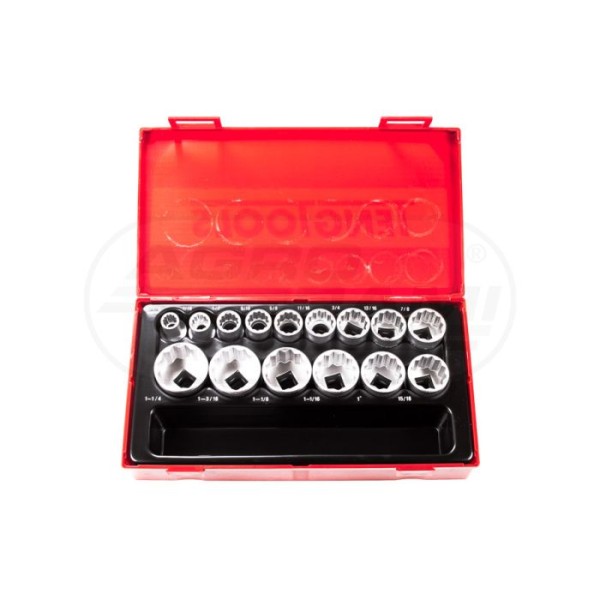 Zestaw nasadek 12-kątne 15ele