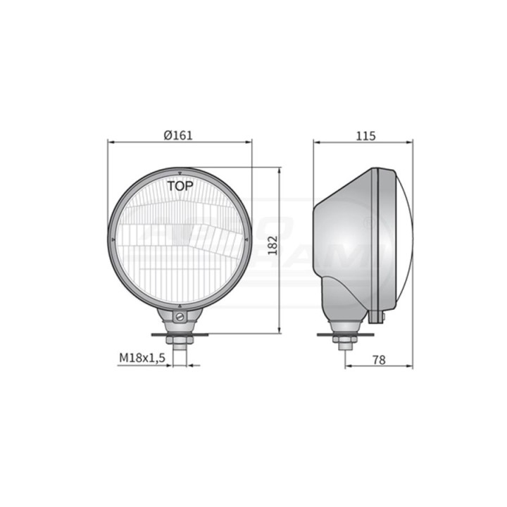 Reflektor przedni lewy okrągły H4 RE.43900 WESEM