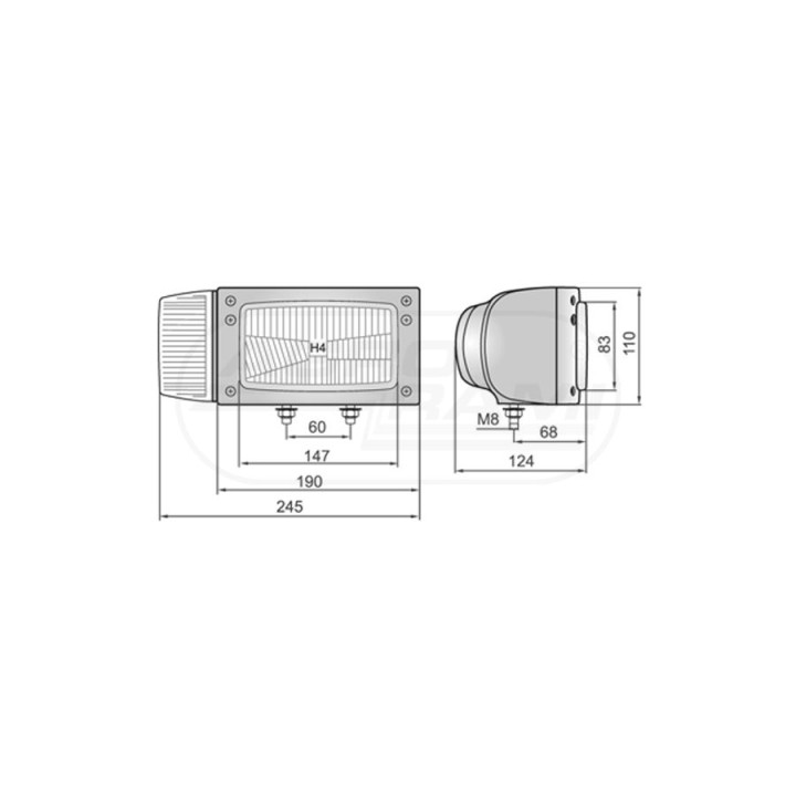 Reflektor przedni H-4 PRAWY REPR1.24205 WESEM