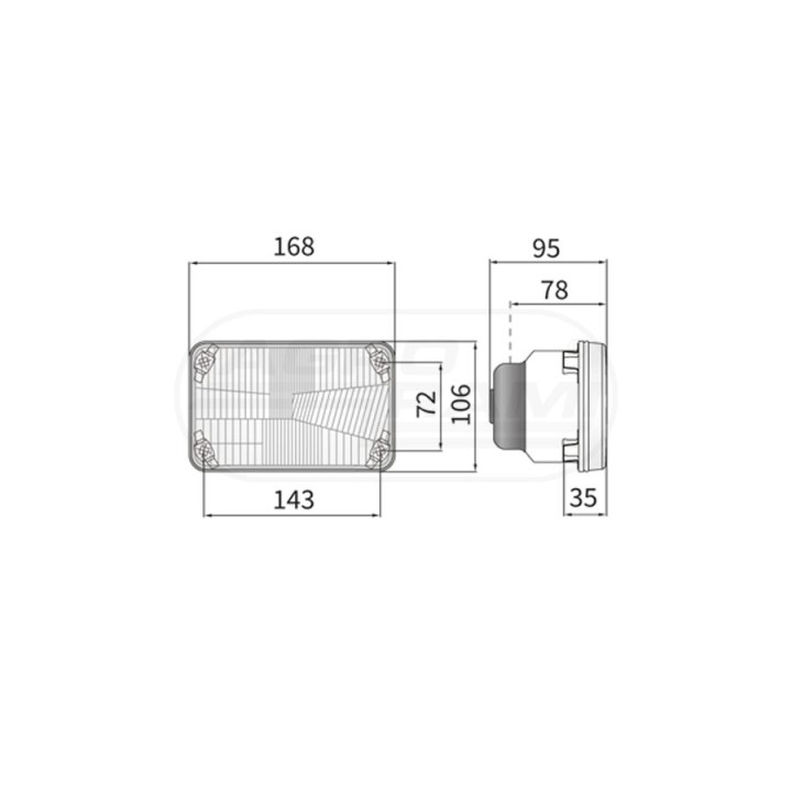 Reflektor przedni HF4,  MF4235,  MF8260 RE.27071 143X72 WESEM
