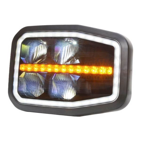 Lampa zesp.przednia pozioma lewa W188 (drogowa, mijania, pozycyjna, kier.jazdy i DRL) długi zawias