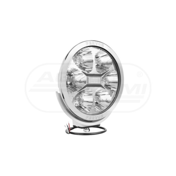 Refl.drogowy LEDF biała obudowa fi220 2400lm/LC50 12/24V+osłona pełna,przew.0.5m,ramka chrom.,