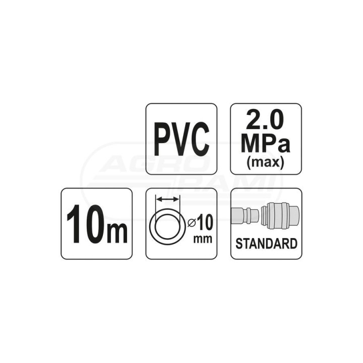 Wąż pneumatyczny zbrojony PVC z szybkozłączami YATO 10mm x 10m YT24224