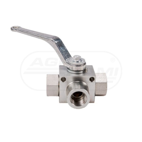 Zawór kulowy hydrauliczny 3-drogowy 32-12BSP z otworami mocującymi 500 bar
