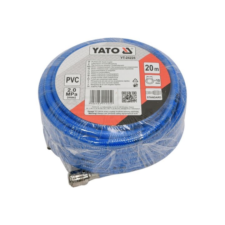 Wąż pneumatyczny zbrojony PVC z szybkozłączami YATO 10mm x 20m YT24225