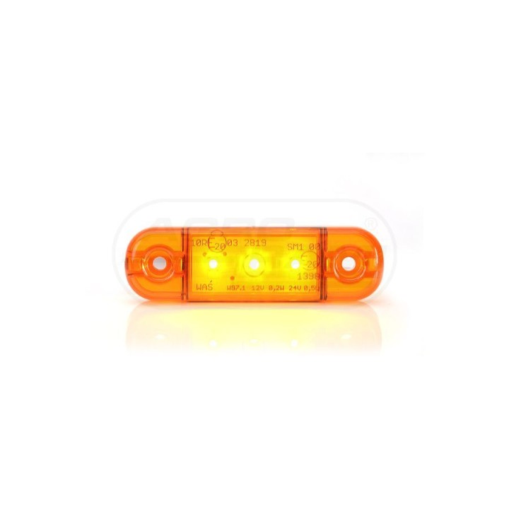 Lampa pozycyjna boczna, jednofunkcyjna, 12V-24V + przewody 23cm LgY-S 0,75mm2, diody 708, W97.1 WAŚ