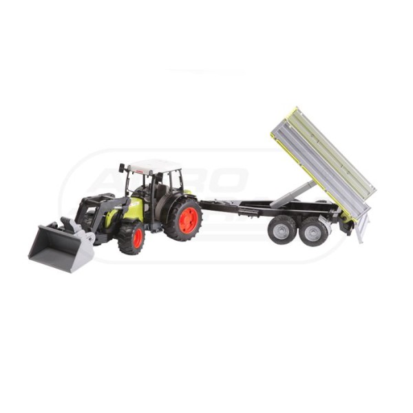 Traktor Claas Nectis 267 Fz ładowaczem czołowym i przyczepą wywrotką w kolorze traktora
