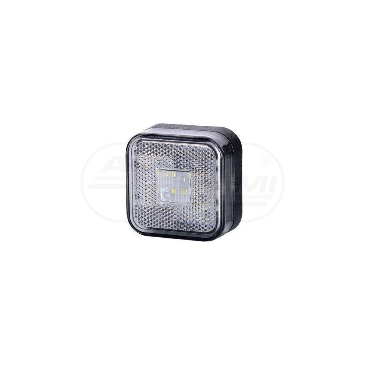 Lampa obrysowa kwadratowa z odblaskiem diodowa Biała 12/24 LD096 HORPOL
