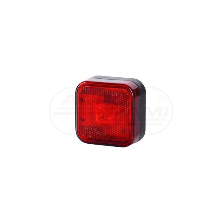 Lampa obrysowa kwadratowa z odblaskiem diodowa Czerwona 12/24 LD098 HORPOL