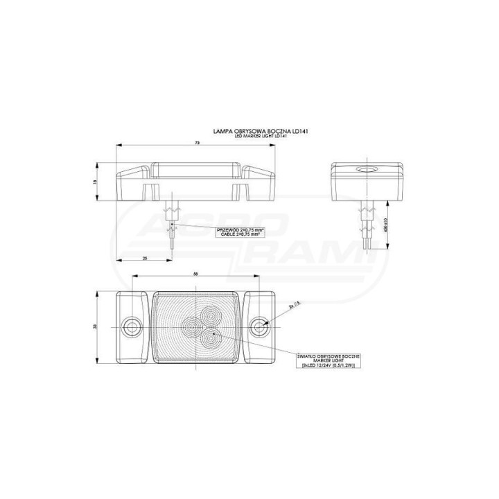 Lampa obrysowa Horpol 40 diodo 12/24V Żółta LD141 HORPOL