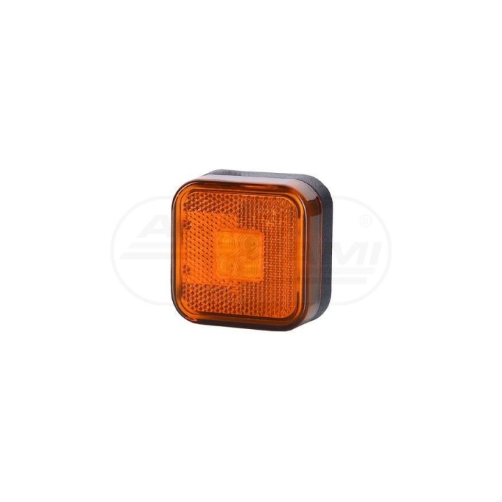 Lampa obrysowa kwadratowa z odblaskiem diodowa Żółta 12/24 LD097 HORPOL