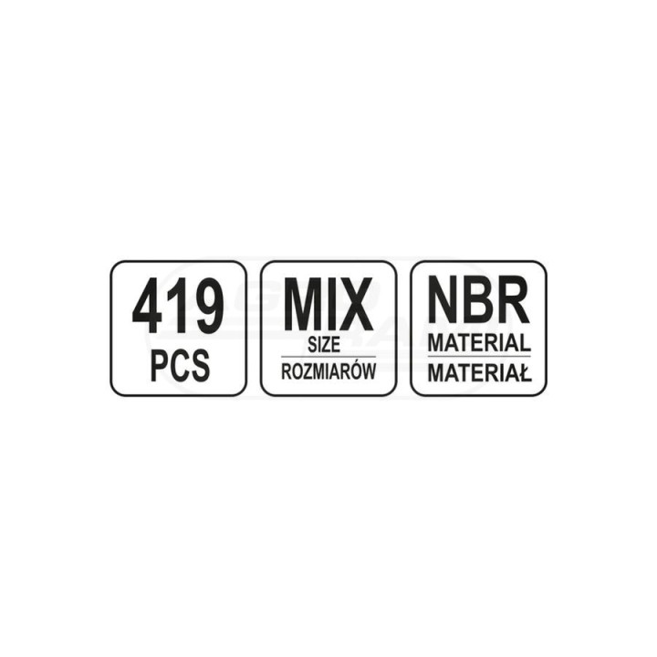 Zestaw oringów gumowych YATO mix rozmiarów 419 sztuk YT-06876