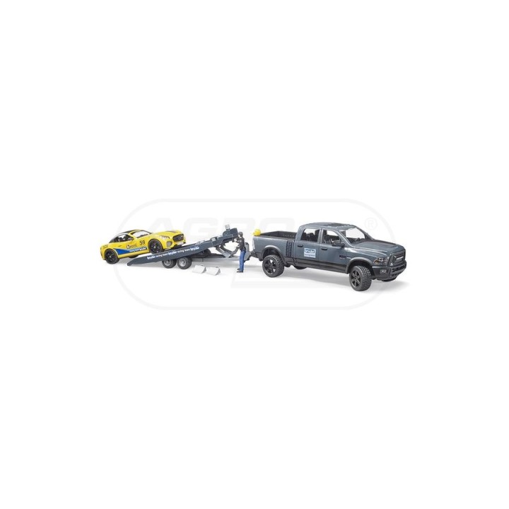 Auto Dodge RAM 2500 z lawetą i autem Roadster Bruder 02504 BR02504 BRUDER
