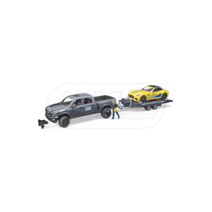 Auto Dodge RAM 2500 z lawetą i autem Roadster Bruder 02504 BR02504 BRUDER