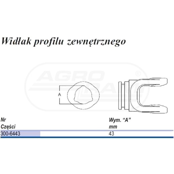 Widłak, AB4, na rurę zewnętrzną trójkąt 43,5