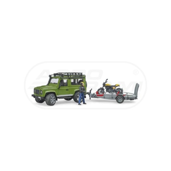 Land Rover z Przyczepą, Motocyklem i Figurką