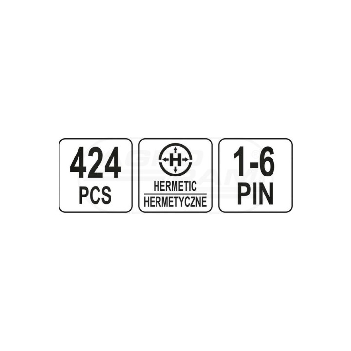 Zestaw złączy elektrycznych hermetycznych YATO 424 elementowy YT06869