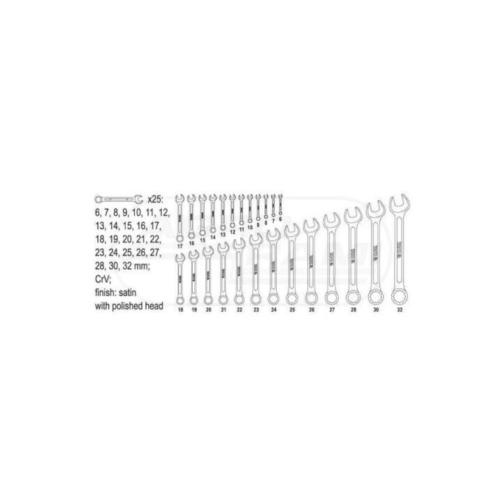 Klucze płasko-oczkowe z polerowaną główką YATO 6-32 mm 25 elementów YT0365