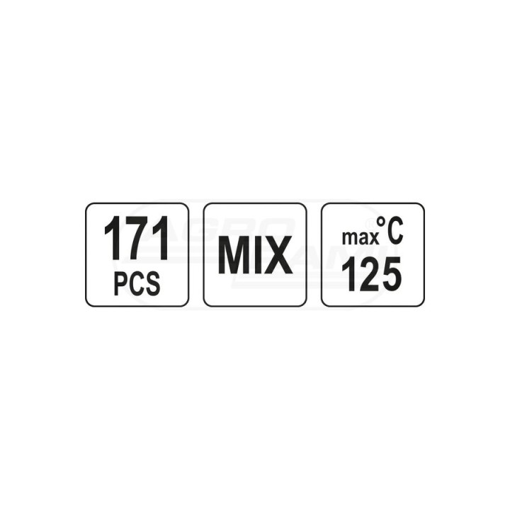 Zestaw koszulek termokurczliwych YATO mix rozmiarów i kolorów 171 elementów YT06867