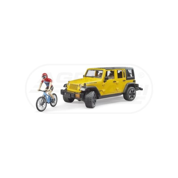 Jeep Wrangler Rubicon z Figurką Kolarza i Rowerem Górskim