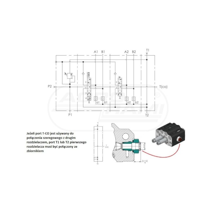 ROZDZIELACZ HYDRAULICZNY ŁADOWACZY 2-SEKCJE ,JEDNA SEKCJA PŁYWAJĄCA MAX.90L STEROWANIE NA LINKĘ I JOYSTICK VOIMA V-RC-90L/2LX1P