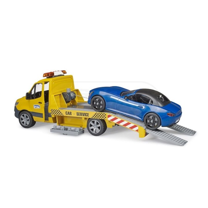Mercedes Sprinter pomoc drogowa z samochodem i modułem świetlno-dźwiękowym Bruder 02675 BR02675 BRUDER