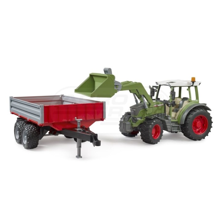 Traktor Fendt Vario 211 z ładowaczem czołowym i srebrną przyczepą (02019) Bruder 02182 BR-02182 BRUDER