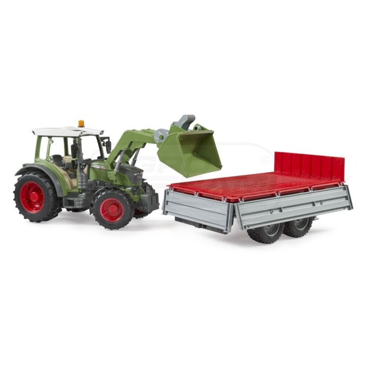 Traktor Fendt Vario 211 z ładowaczem czołowym i srebrną przyczepą (02019) Bruder 02182 BR-02182 BRUDER