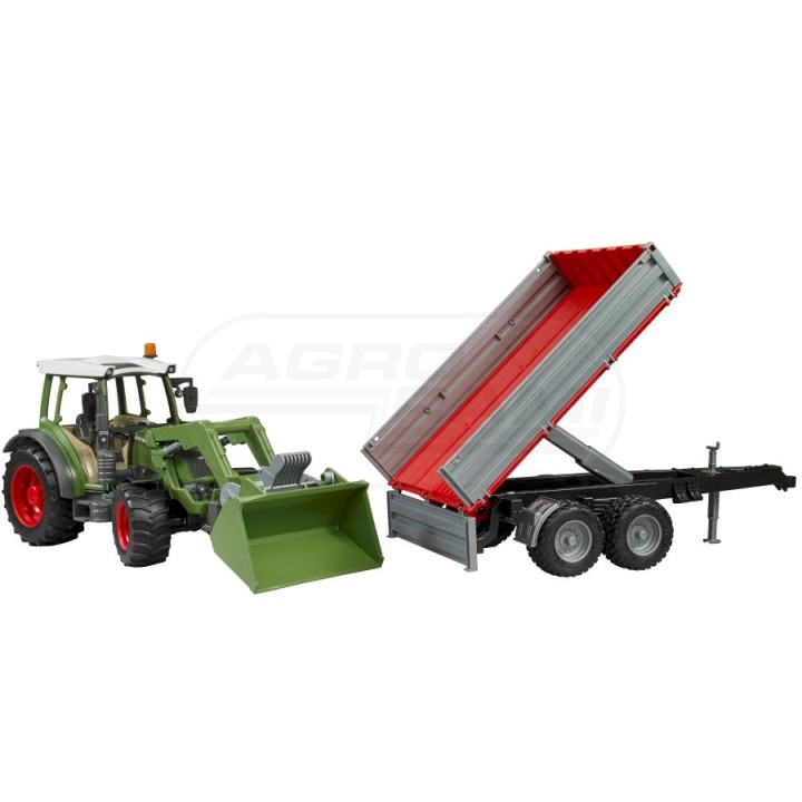 Traktor Fendt Vario 211 z ładowaczem czołowym i srebrną przyczepą (02019) Bruder 02182 BR-02182 BRUDER