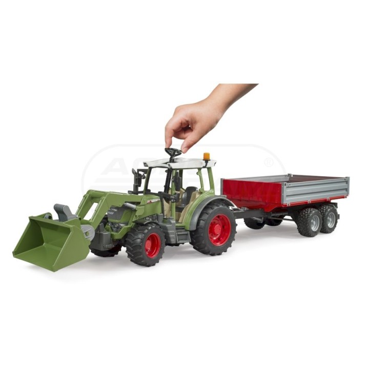 Traktor Fendt Vario 211 z ładowaczem czołowym i srebrną przyczepą (02019) Bruder 02182 BR-02182 BRUDER