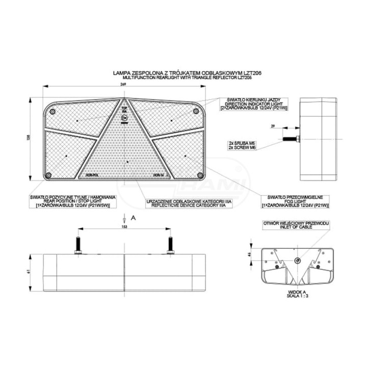 Lampa zespolona z 2 kierunkami lewa LZT206 HORPOL