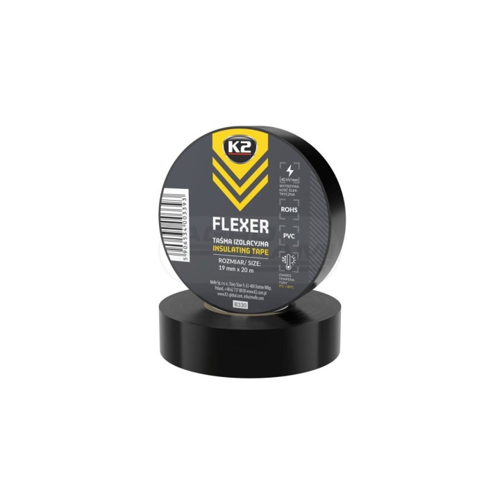 Taśma izolacyjna PCV 19mmx20m. B330 FLEXER TAŚMA CZARNA K2