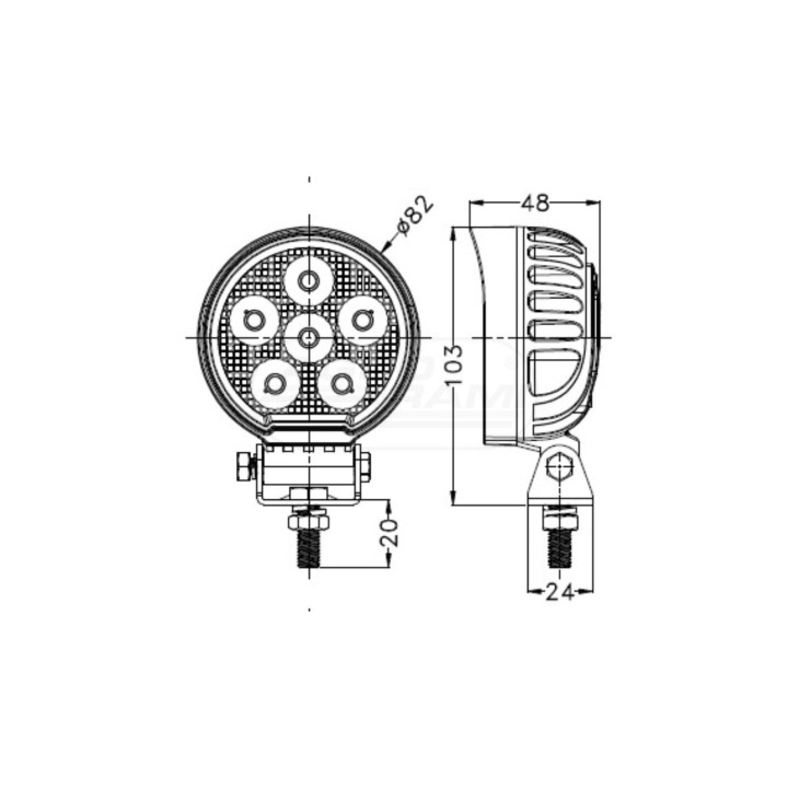 Lampa robocza OSRAM z 24LED, okrągła, rozproszona 10-30V TT TECHNOLOGY TT.13323 TT13323, TT.13323