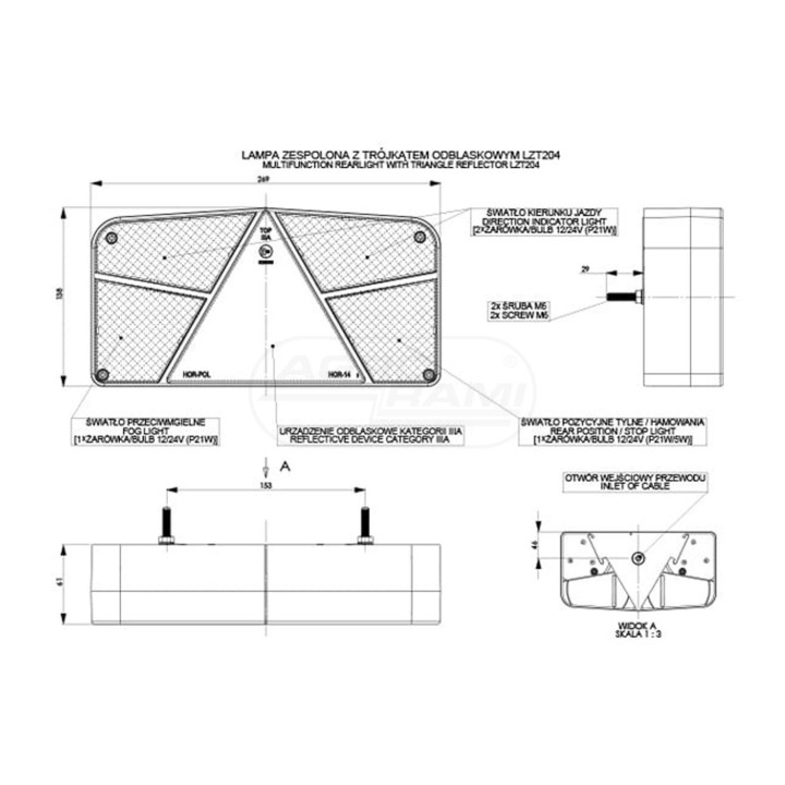 Lampa zespolona z 2 kierunkami prawa LZT204 HORPOL