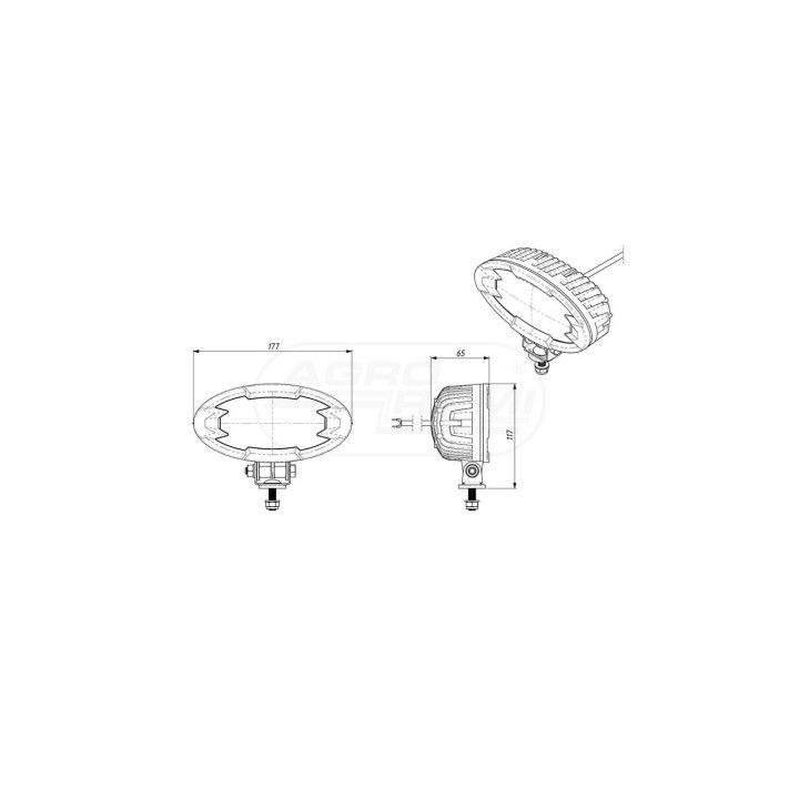 Lampa robocza owalna RAPTOR HOR150 LED 12/24V-48W przewód2x0,75mm2 -1,5mb 5500Lm LRD 3160 HORPOL