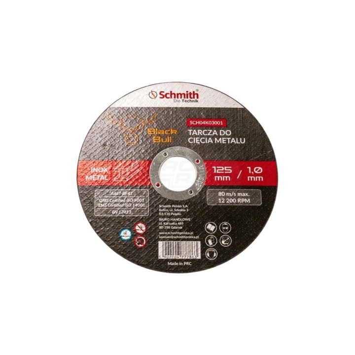 Tarcza do cięcia metalu / inox 125x1 Black Bull