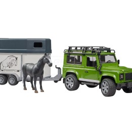 Land Rover z przyczepą dla konia i figurką konia BR-02592 BRUDER