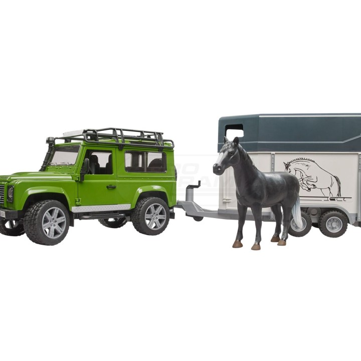 Land Rover z przyczepą dla konia i figurką konia BR-02592 BRUDER