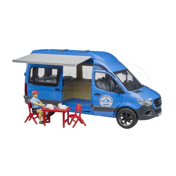 MB Sprinter Camper niebieski z figurką i z akcesoriami