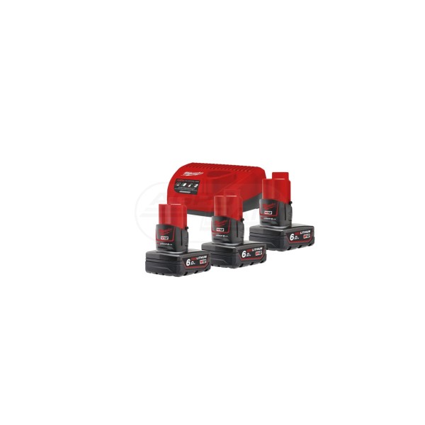Zestaw 3 akumulatorów  M12 NRG-603, Li-ion 12 V + szybka ładowarka