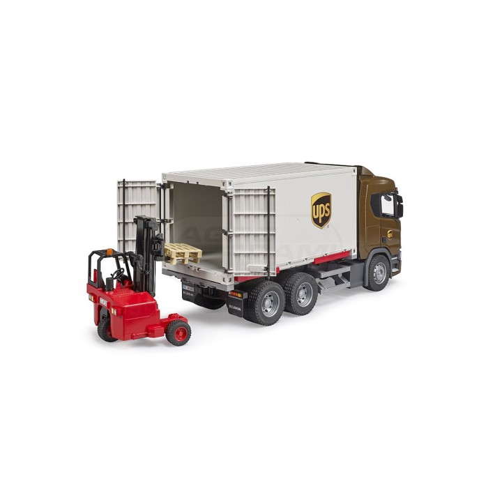 Ciężarówka logistyczna Scania Super 560R UPS z wózkiem widłowym Bruder 03582 BR 03582 BRUDER