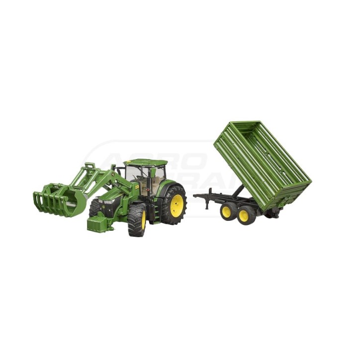Traktor John Deere 7R 350 z ładowaczem czołowym i przyczepą Bruder 03155 BR-03155 BRUDER