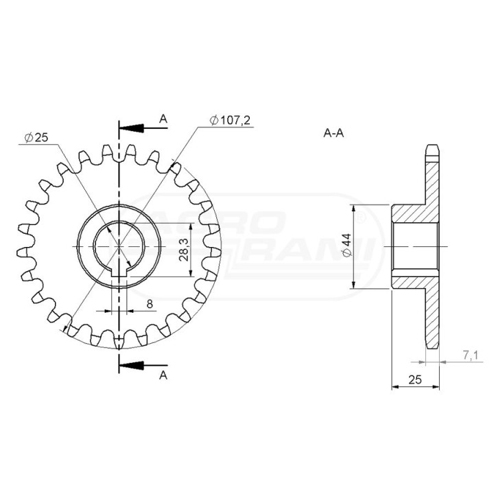 Koło łańcuchowe hartowane Z-25 kombajn Anna 564463006 Rolmus 564463006/ H