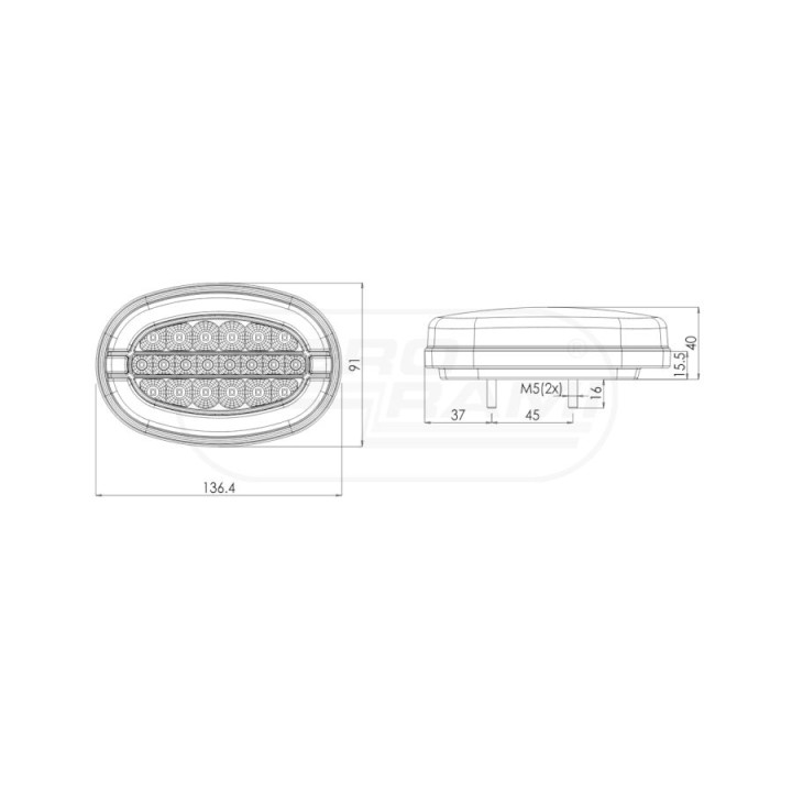 Lampa zespolona przednia W206DD LED 12V/24V 1434 DD L/P WAŚ
