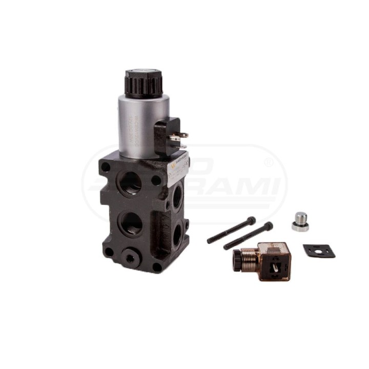 Dzielnik, zawór, elektrozawór kierunkowy elektromagnetyczny kontroli W-E12DVS6/2 (DVS6/50L) G1/2" 50L Waryński