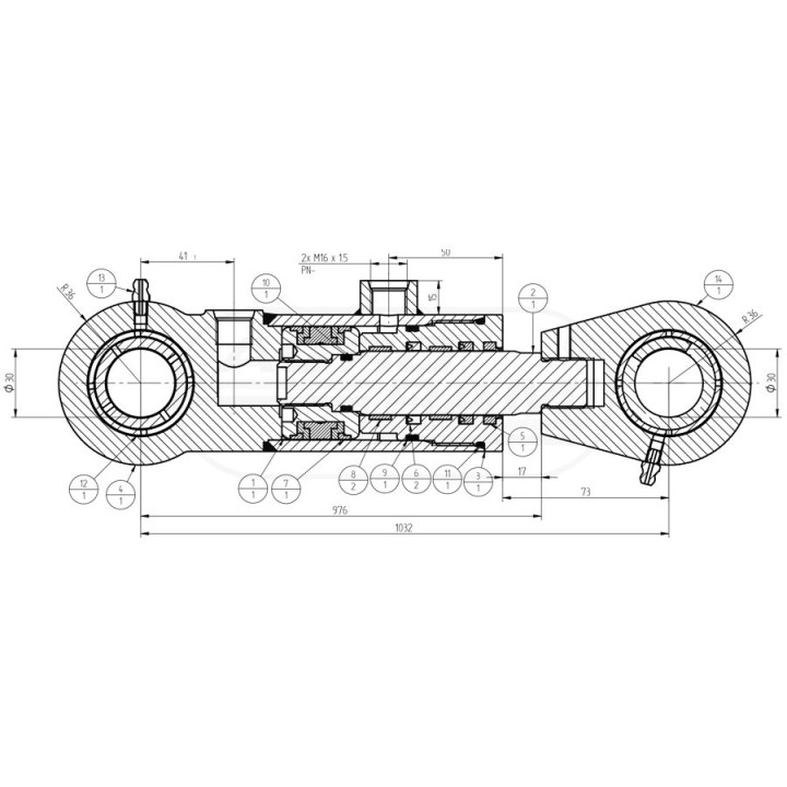 Siłownik hydrauliczny 50x28x800 UCHO 30 CJ2F-50/28/800 Skrawmet