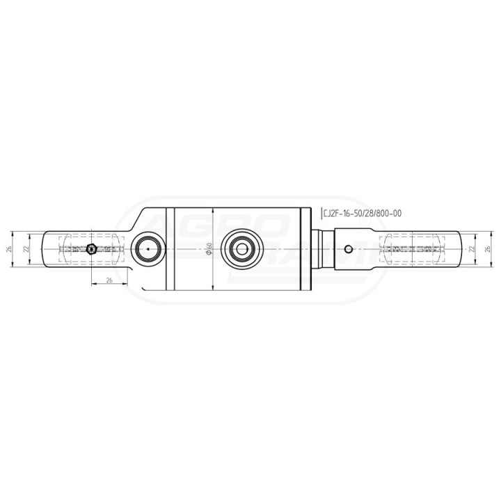 Siłownik hydrauliczny 50x28x800 UCHO 30 CJ2F-50/28/800 Skrawmet